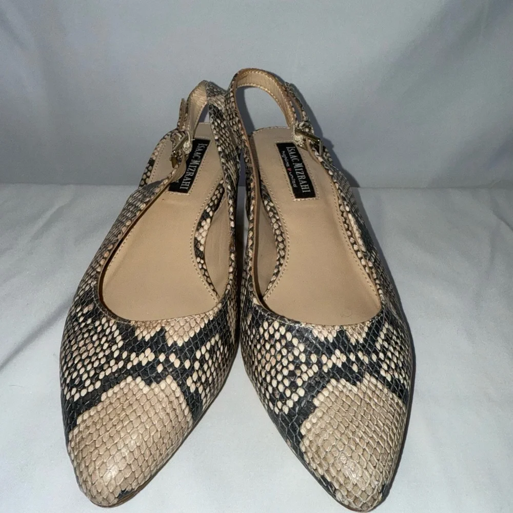 Isaac Mizrahi Elegant Snakeskin Slingback Heels Size 8.5 - Picture 7 of 12